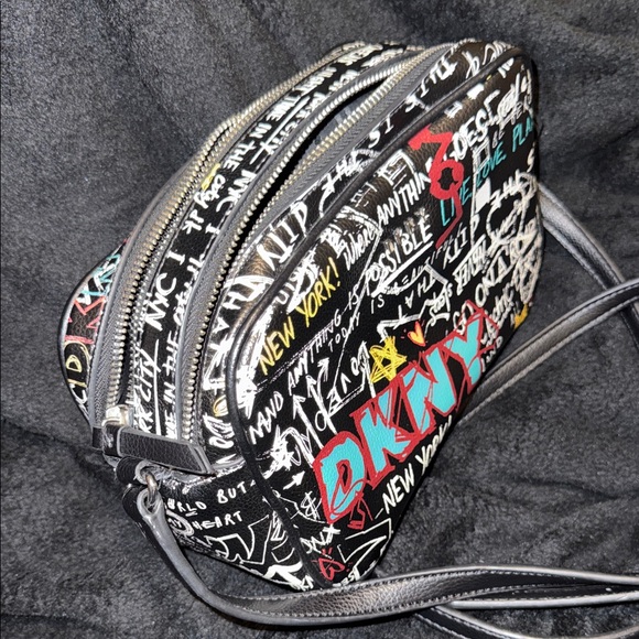 DKNY Graffiti Crossbody Bag - Black and Red - Picture 13 of 14
